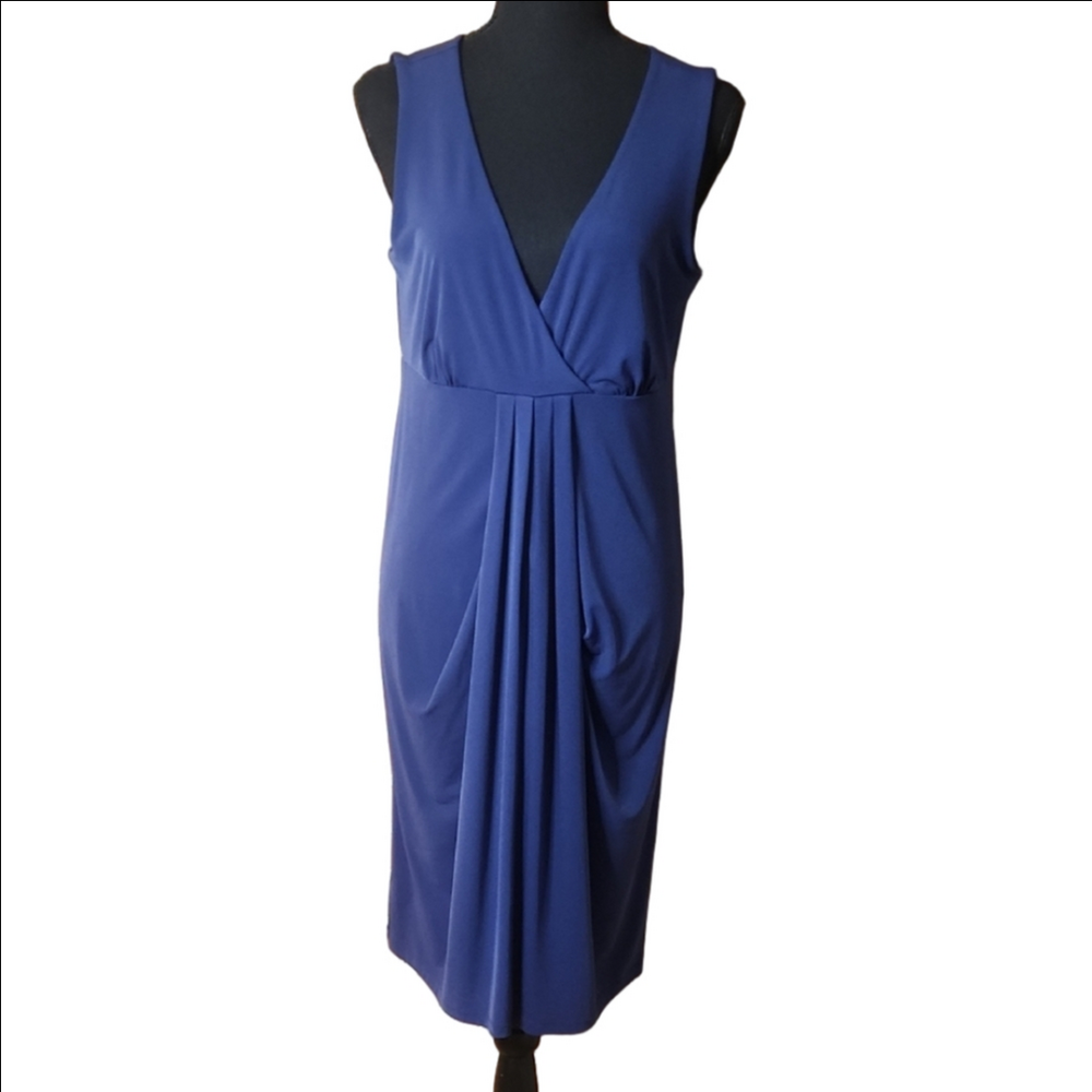 Ann Taylor Royal Pleated Wrap Midi Dress  Size Medium